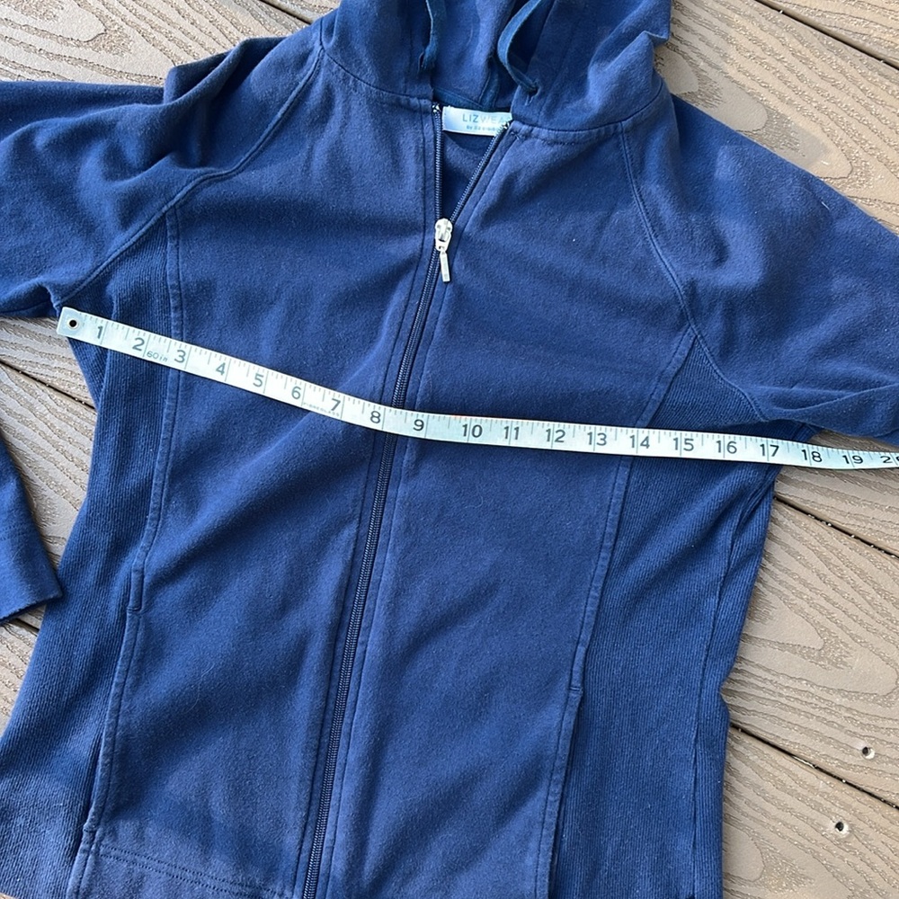 Cute vintage liz wear zip up jacket with pockets, hood & roll up sleeves size S - Picture 6 of 9